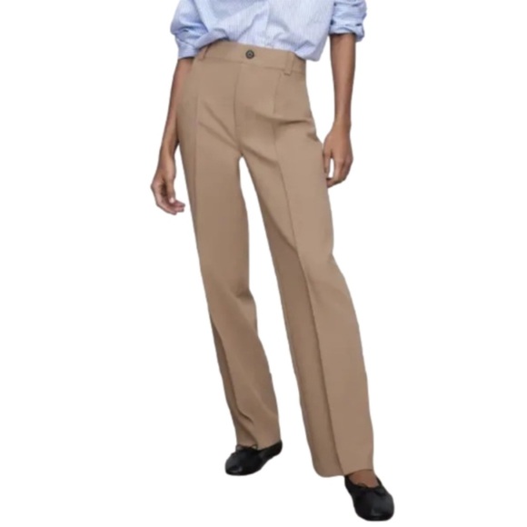 NWT ZARA Françoise Full Length Straight Leg Pants XL - Picture 1 of 16